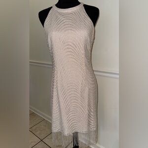 Gianni Bini Metallic Knit Fringe Dress – Size Small